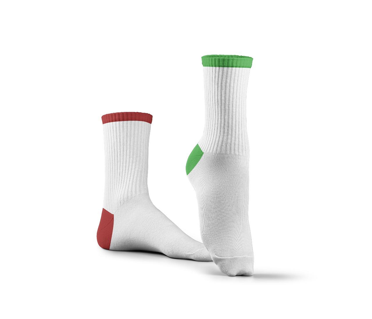 Battery White Mid Calf Socks