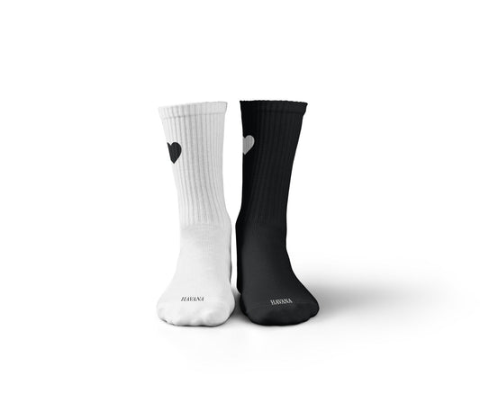 Heart Black & White Socks