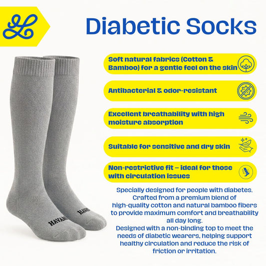 Diabetic Light Gray Mid Calf Socks