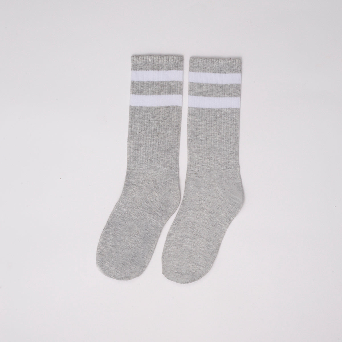 Basic grey with white strips Mid Calf socks