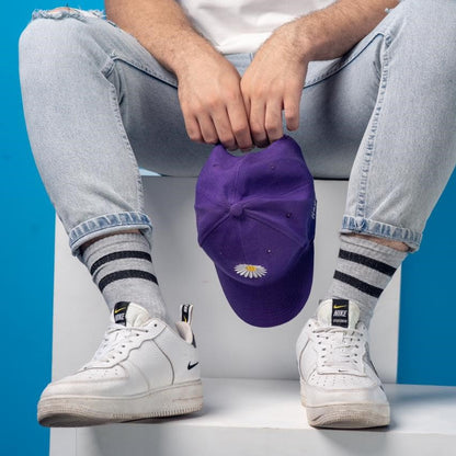 Basic grey with black strips Mid Calf socks
