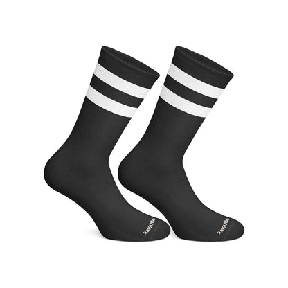 Basic black with white strips Mid Calf socks