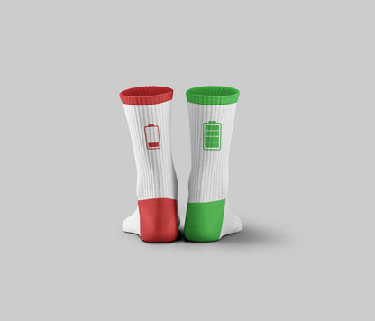 Battery White Mid Calf Socks