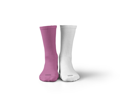 Happy & Angry White Pink Socks