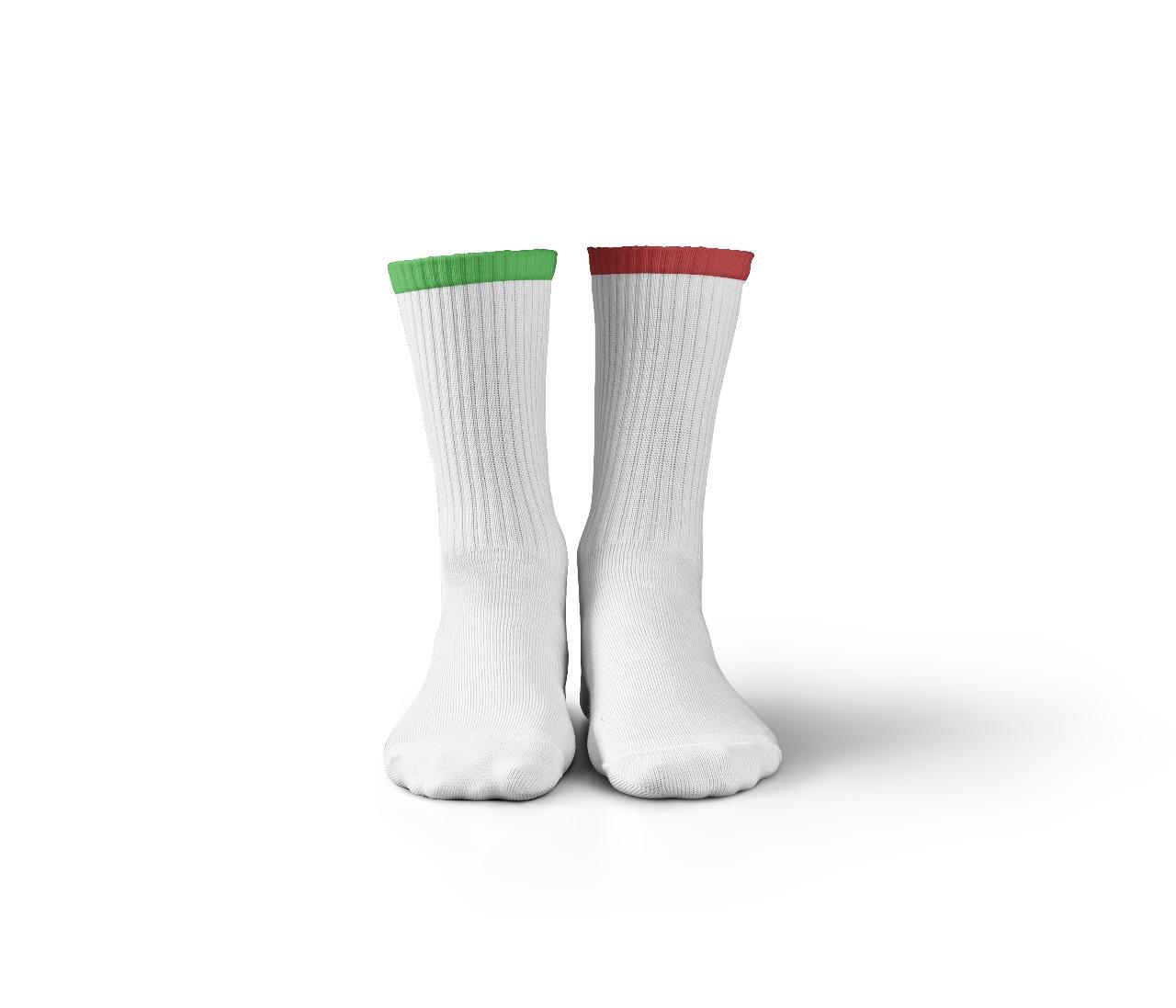 Battery White Mid Calf Socks