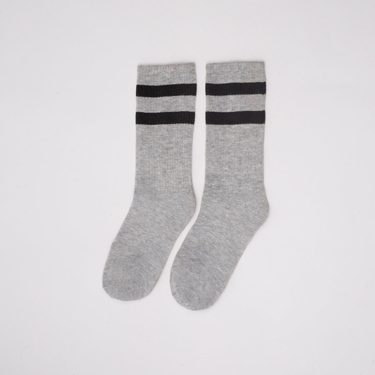 Basic grey with black strips Mid Calf socks