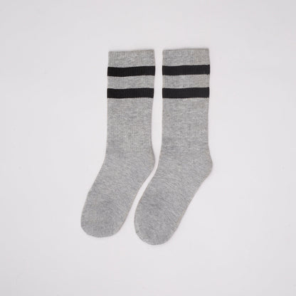 Basic grey with black strips Mid Calf socks