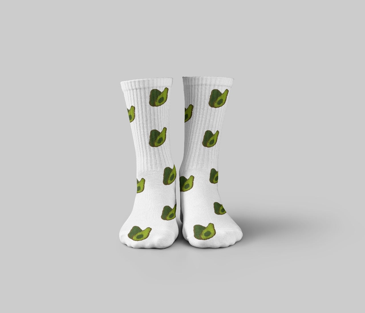 Avocado White Mid Calf Socks