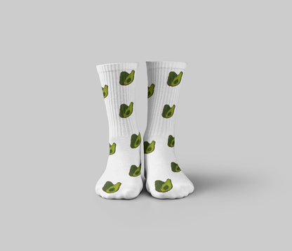 Avocado White Mid Calf Socks