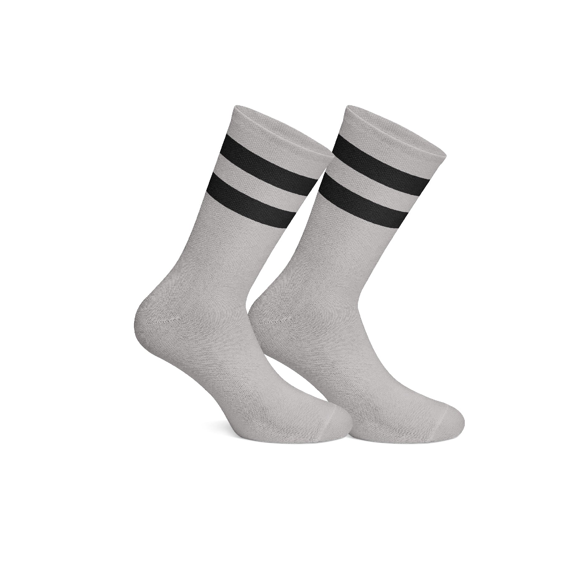 Basic Grey With Black Strips Mid Calf Socks