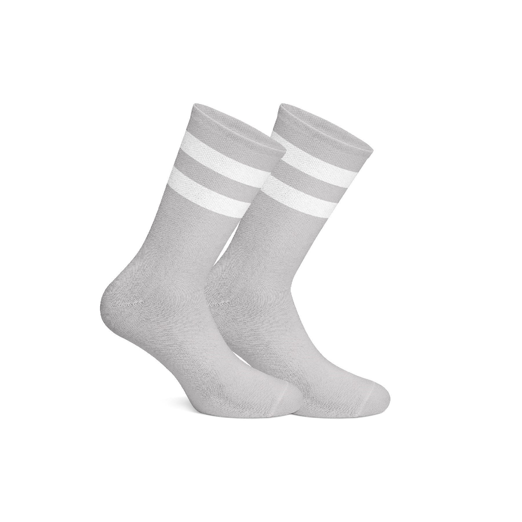 Basic Grey With White Strips Mid Calf Socks