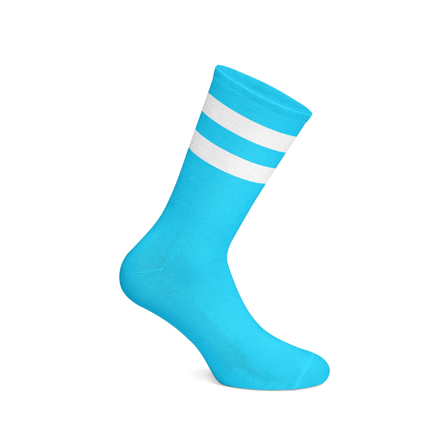 Basic Light Blue With White Stripes Mid Calf Socks