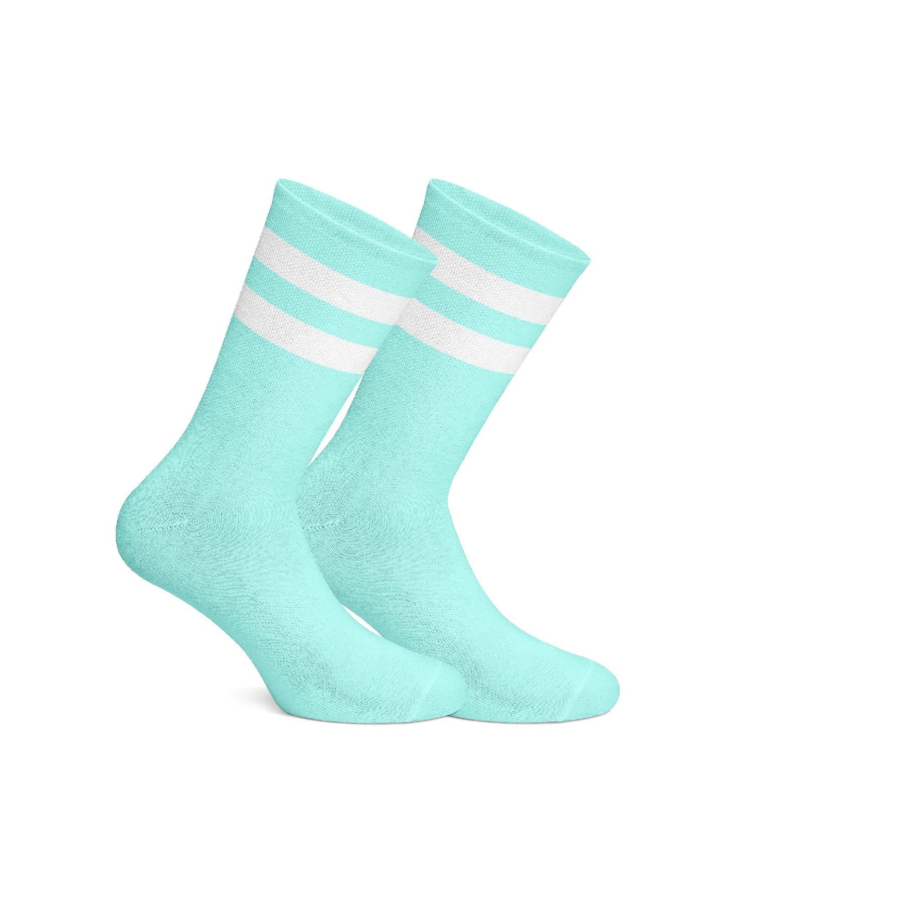 Basic Mint With White Strips Mid Calf Socks