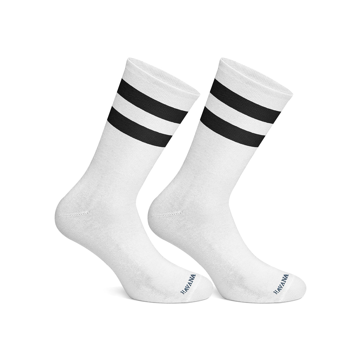 Basic White With Black Strips Mid Calf Socks