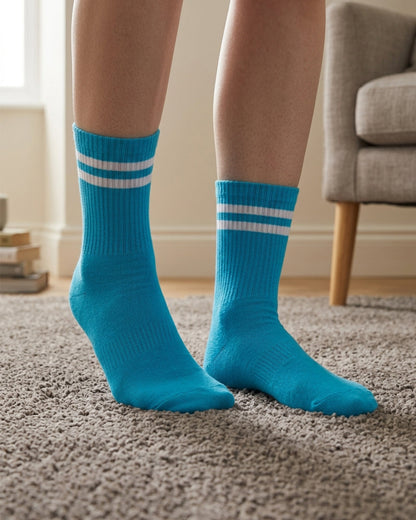 Basic Light Blue with white stripes Mid Calf