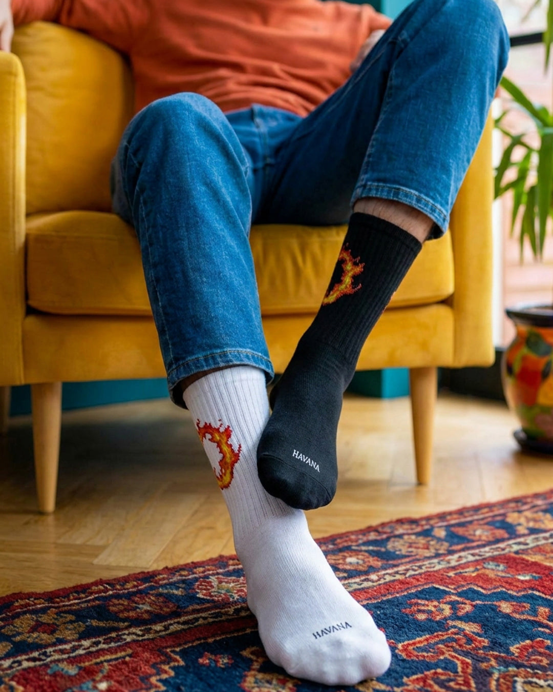 Fire Black & White Socks