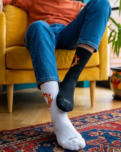 Fire Black & White Socks