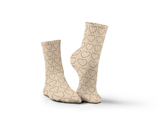 Brown Hearts Socks