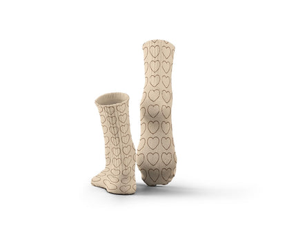 Brown Hearts Socks