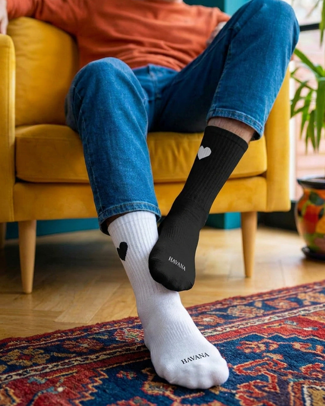 Heart Black & White Socks