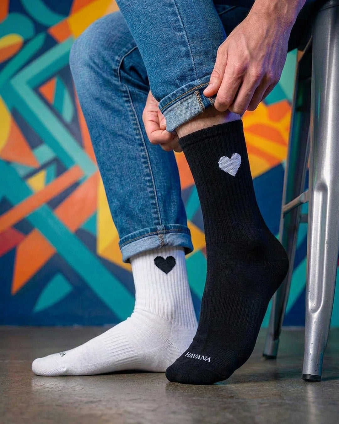 Heart Black & White Socks