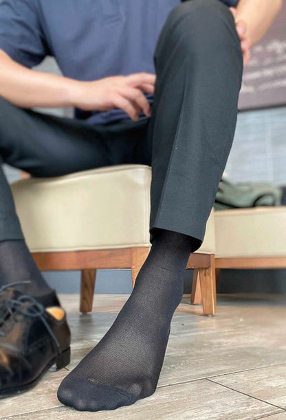 Mens Naylon Black Mid Calf Socks
