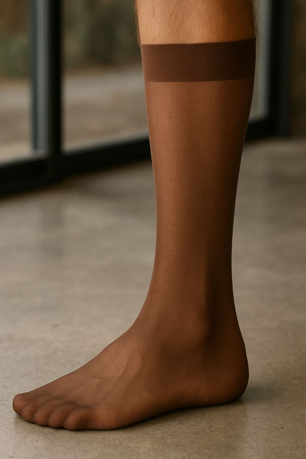 Mens Naylon Brown Mid Calf Socks
