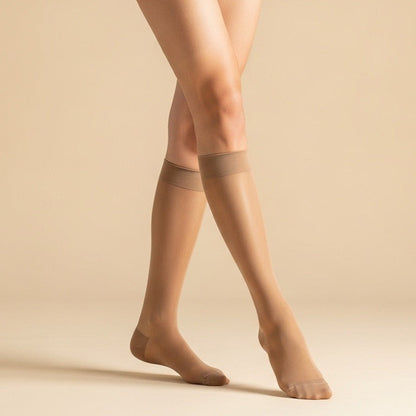 Women Naylon Beige Mid Calf Socks