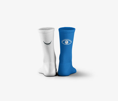 Eyes Blue & White Socks