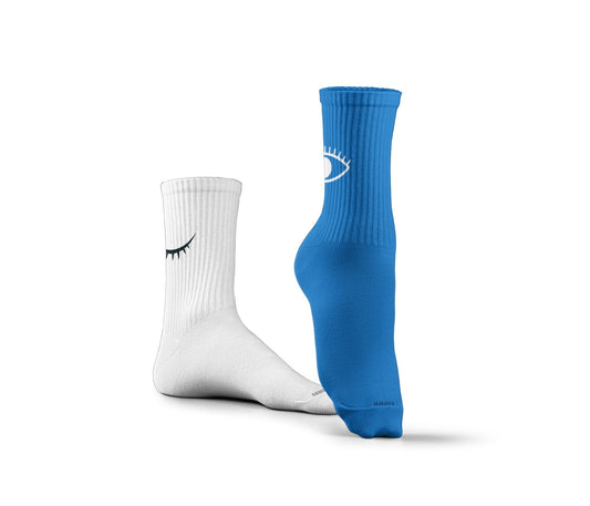 Eyes Blue & White Socks