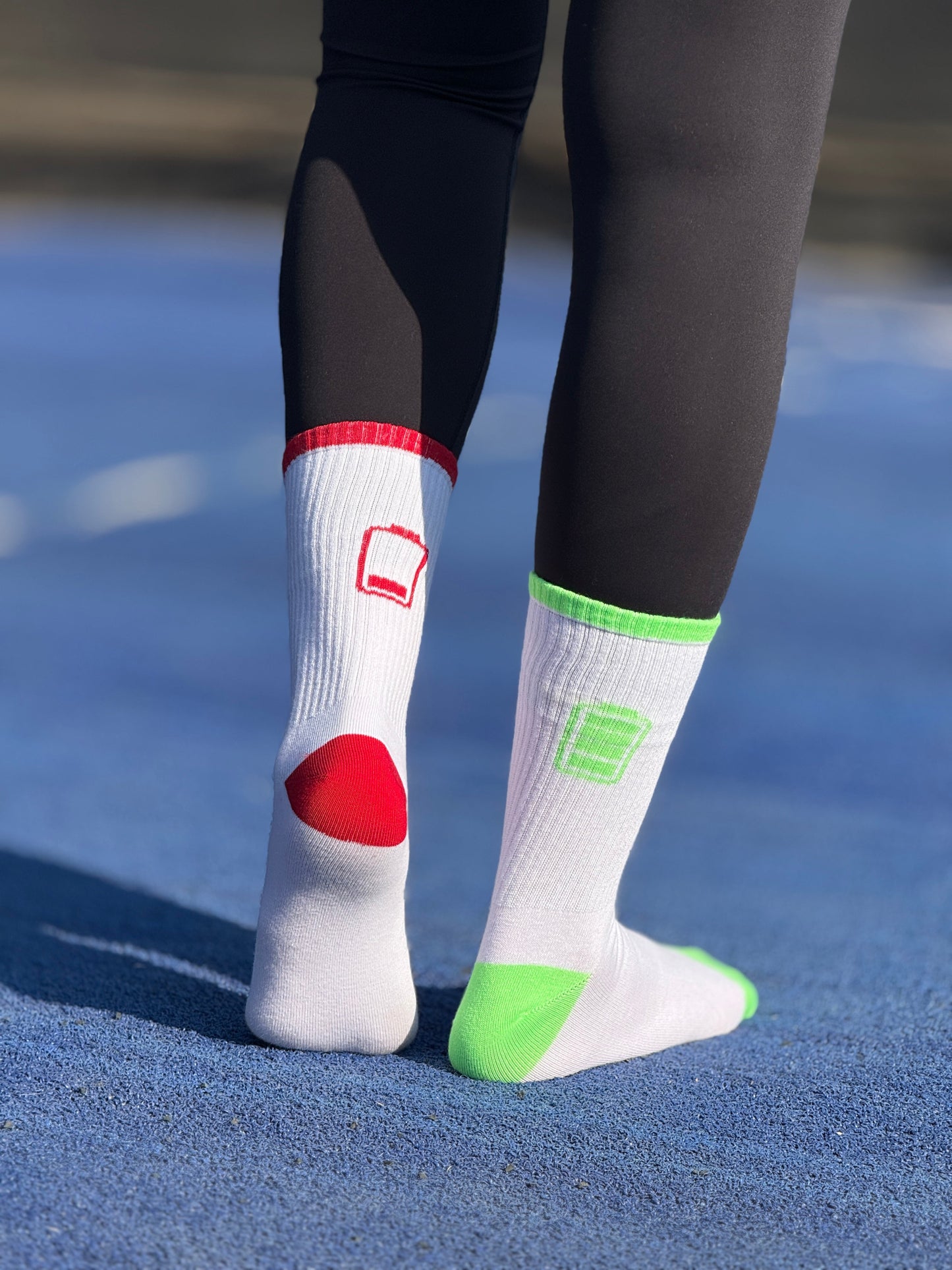 Battery White Mid Calf Socks
