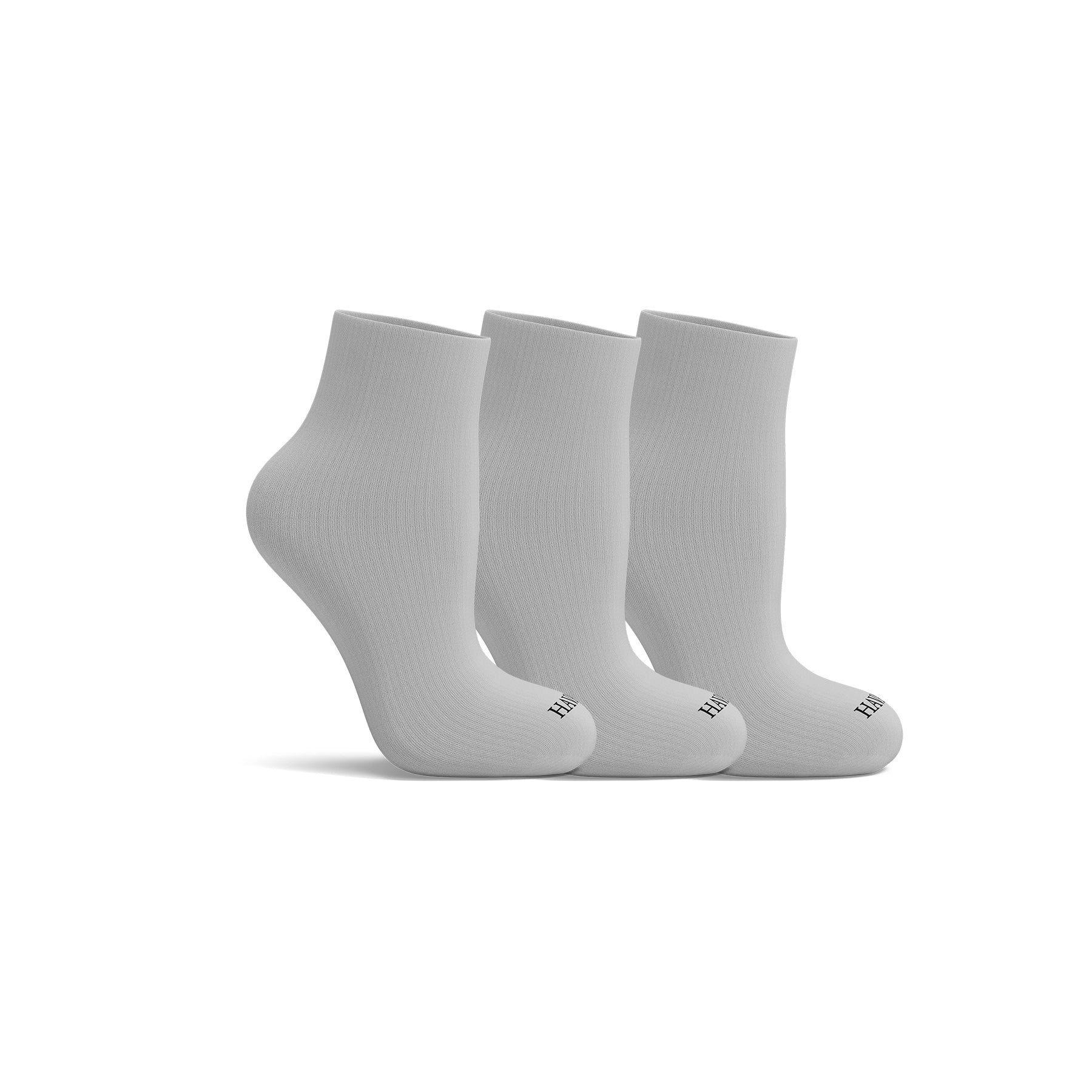Plain Grey Quarter 3 Pack Socks