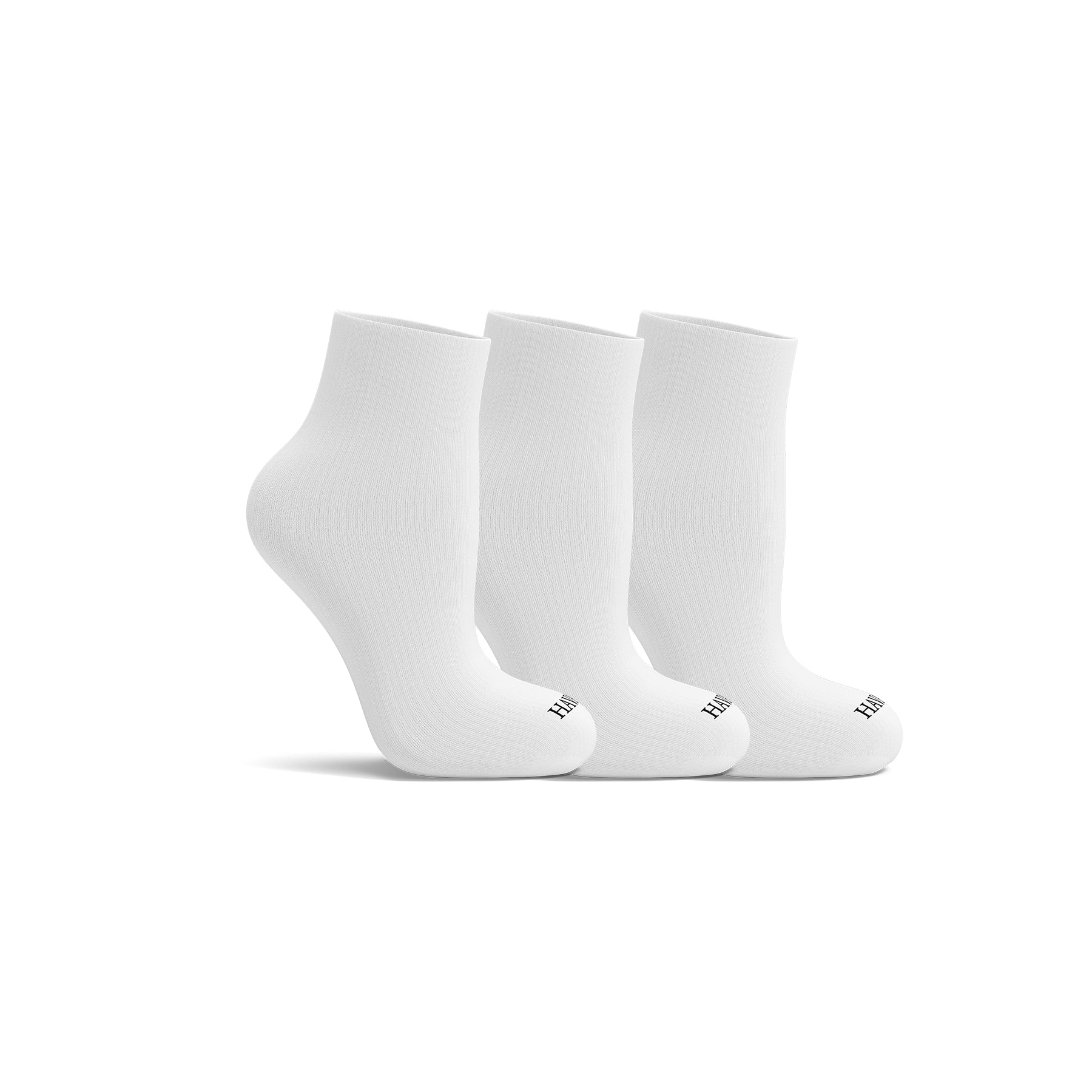 Plain White Quarter 3 Pack Socks