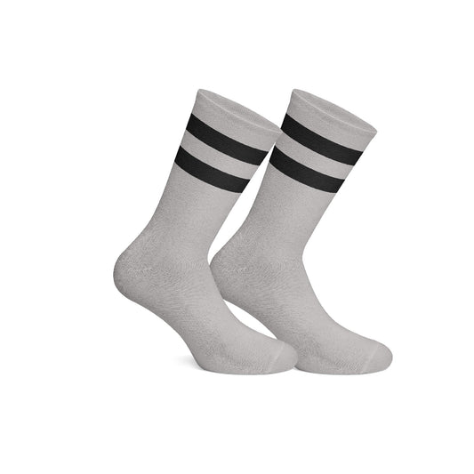 Basic grey with black strips Mid Calf socks