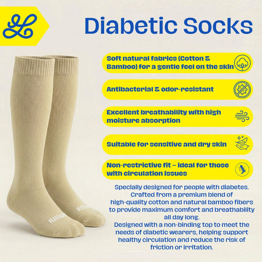 Diabetic peige Mid Calf Socks