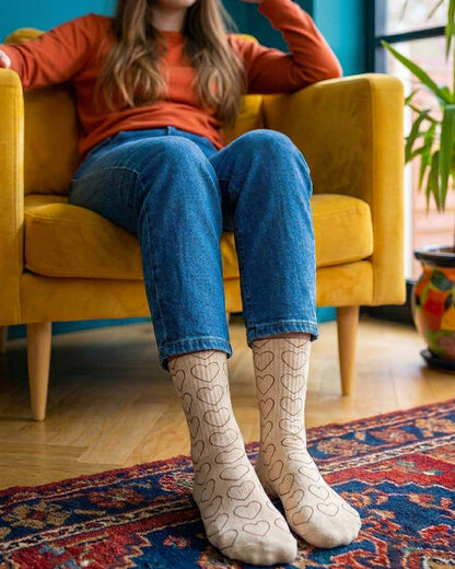 Brown Hearts Socks
