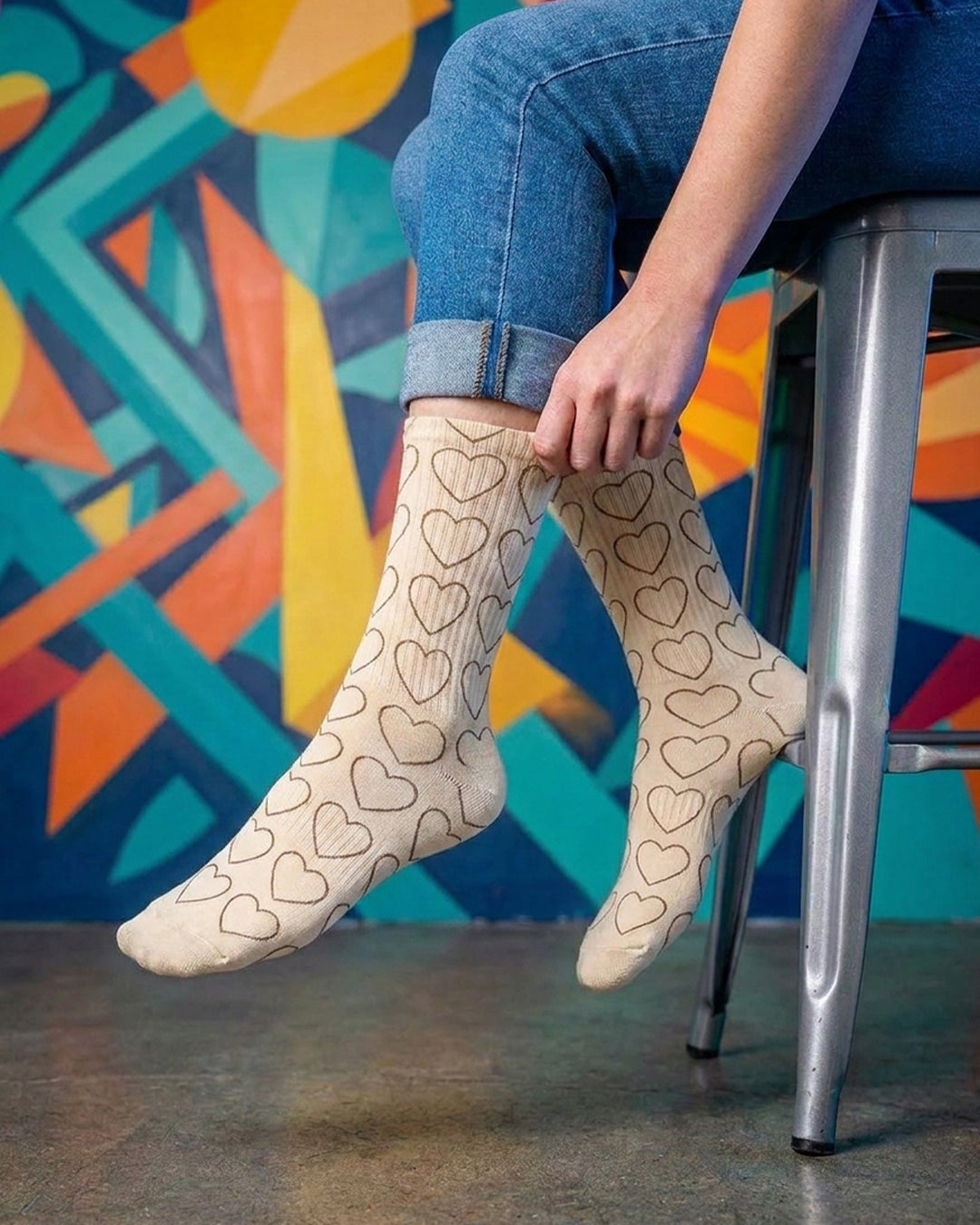 Brown Hearts Socks