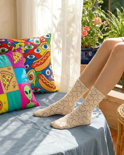 Brown Hearts Socks