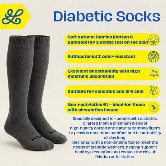 Diabetic Dark Gray Mid Calf Socks