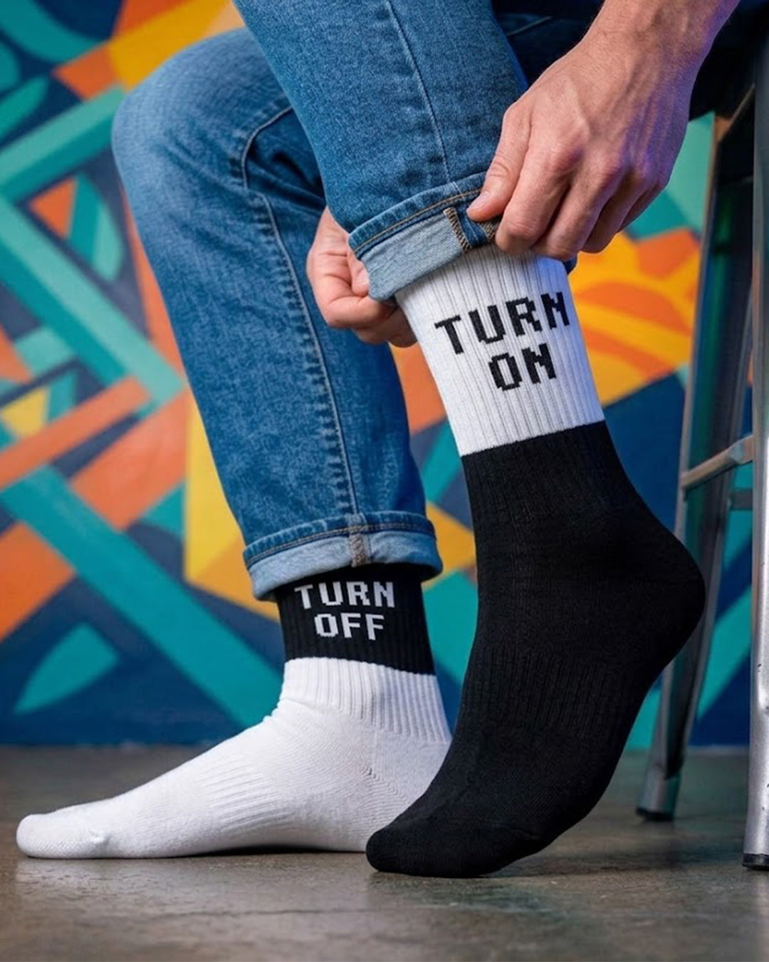 Turn Off & Turn On Mid Calf Socks