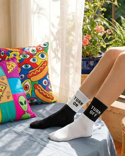 Turn Off & Turn On Mid Calf Socks